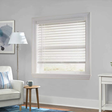 Premium White 2-1/2 Inch Horizontal Venetian Faux Wood Cordless Blinds for Indoor Windows Measuring 72" Inch Long - Cordless Blinds For Indoor Windows Blinds For Doors - Blinds Emporium Of GA