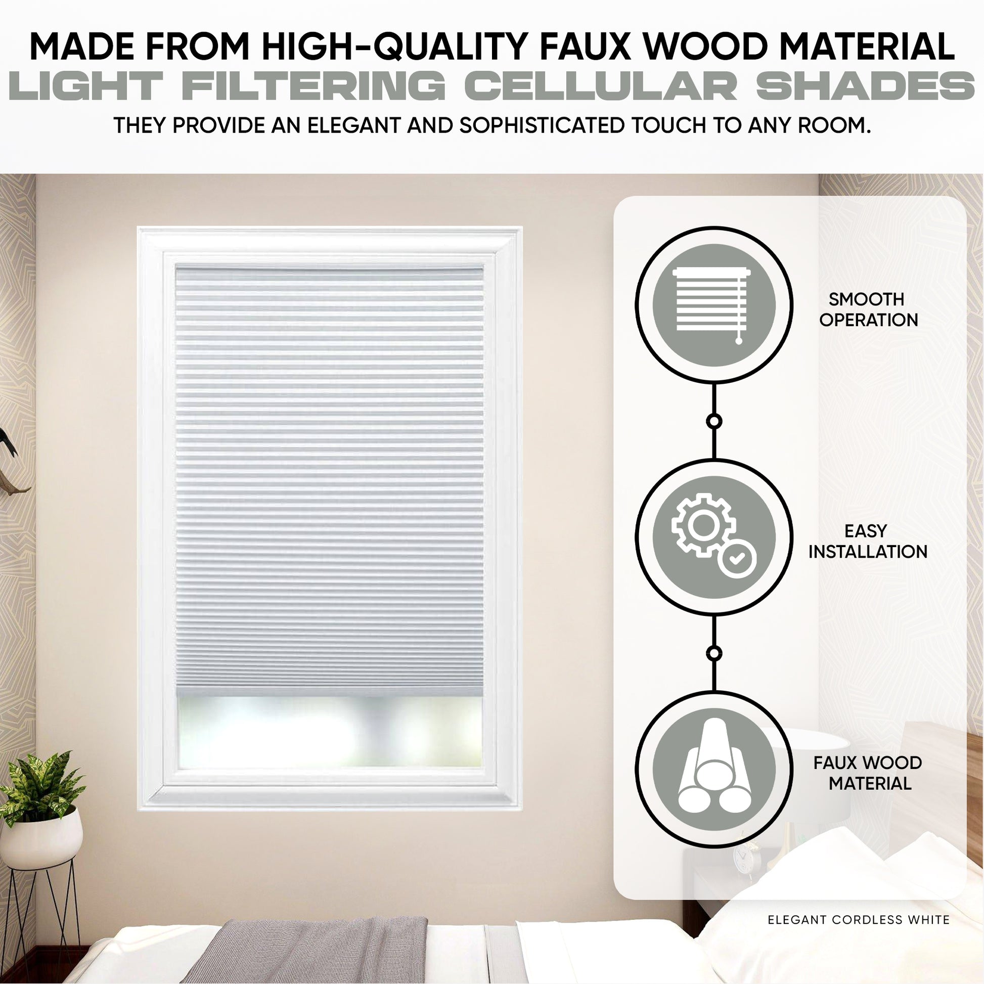 Custom Light-Filtering Cellular Shades 72 In. Long -  Energy-Efficient Honeycomb Blinds for Windows, Privacy & UV Protection - Blinds Emporium Of GA