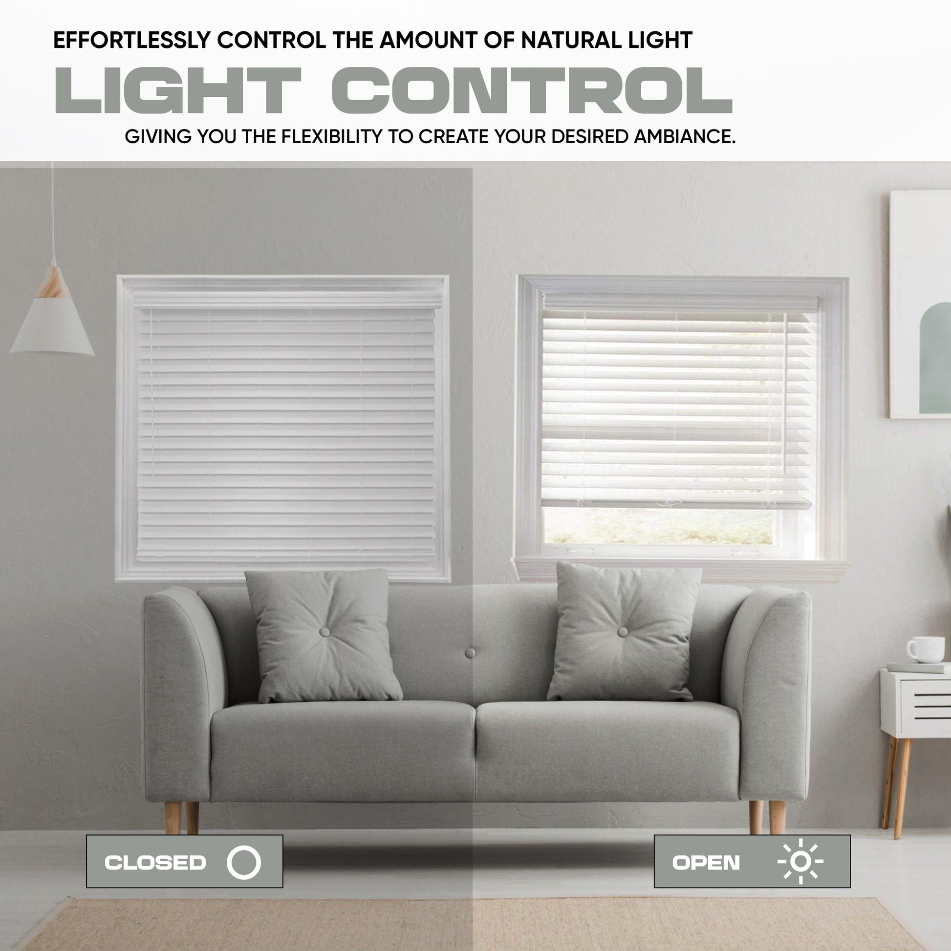 Premium White 2-1/2 Inch Horizontal Venetian Faux Wood Cordless Blinds for Indoor Windows Measuring  72" Inch Long - Cordless Blinds For Indoor Windows Blinds For Doors - Blinds Emporium Of GA