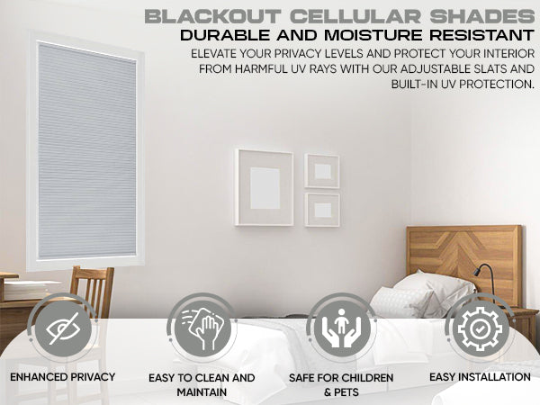 Custom Blackout Cellular Shades - 72 In. Long - Energy-Efficient Honeycomb Shade for Complete Light Blockage, Privacy & Insulation - Blinds Emporium Of GA