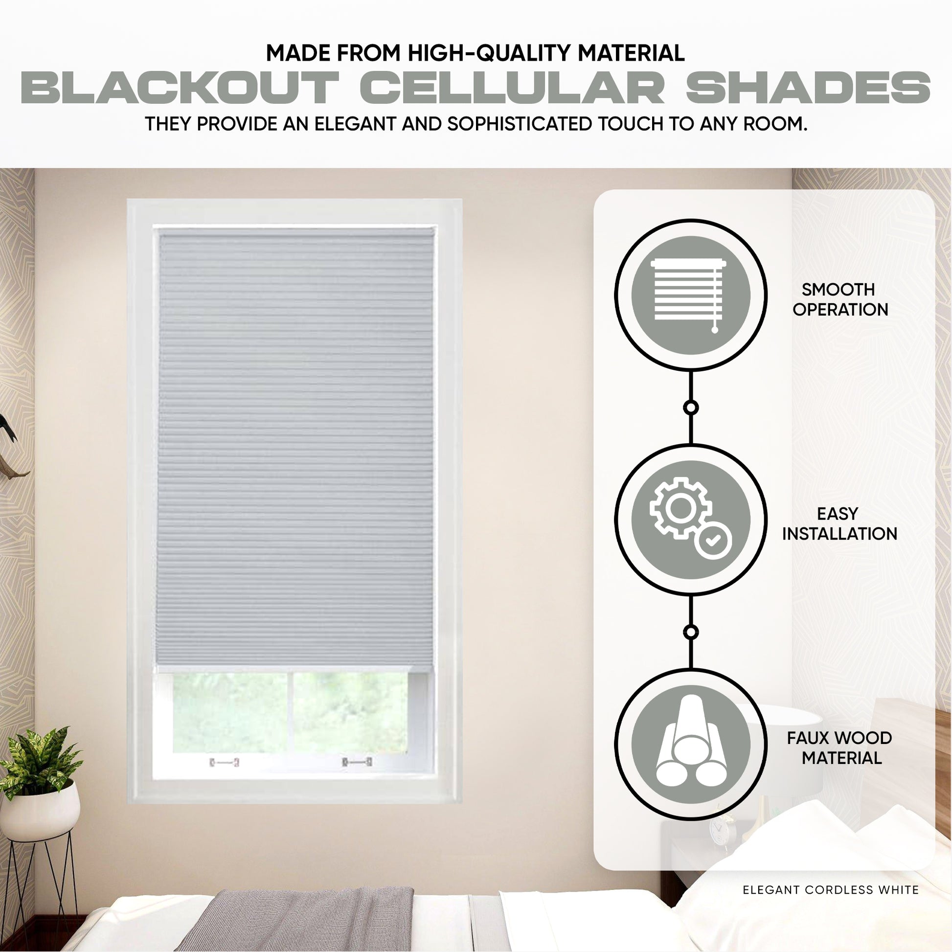 Custom Blackout Cellular Shades - 72 In. Long - Energy-Efficient Honeycomb Shade for Complete Light Blockage, Privacy & Insulation - Blinds Emporium Of GA